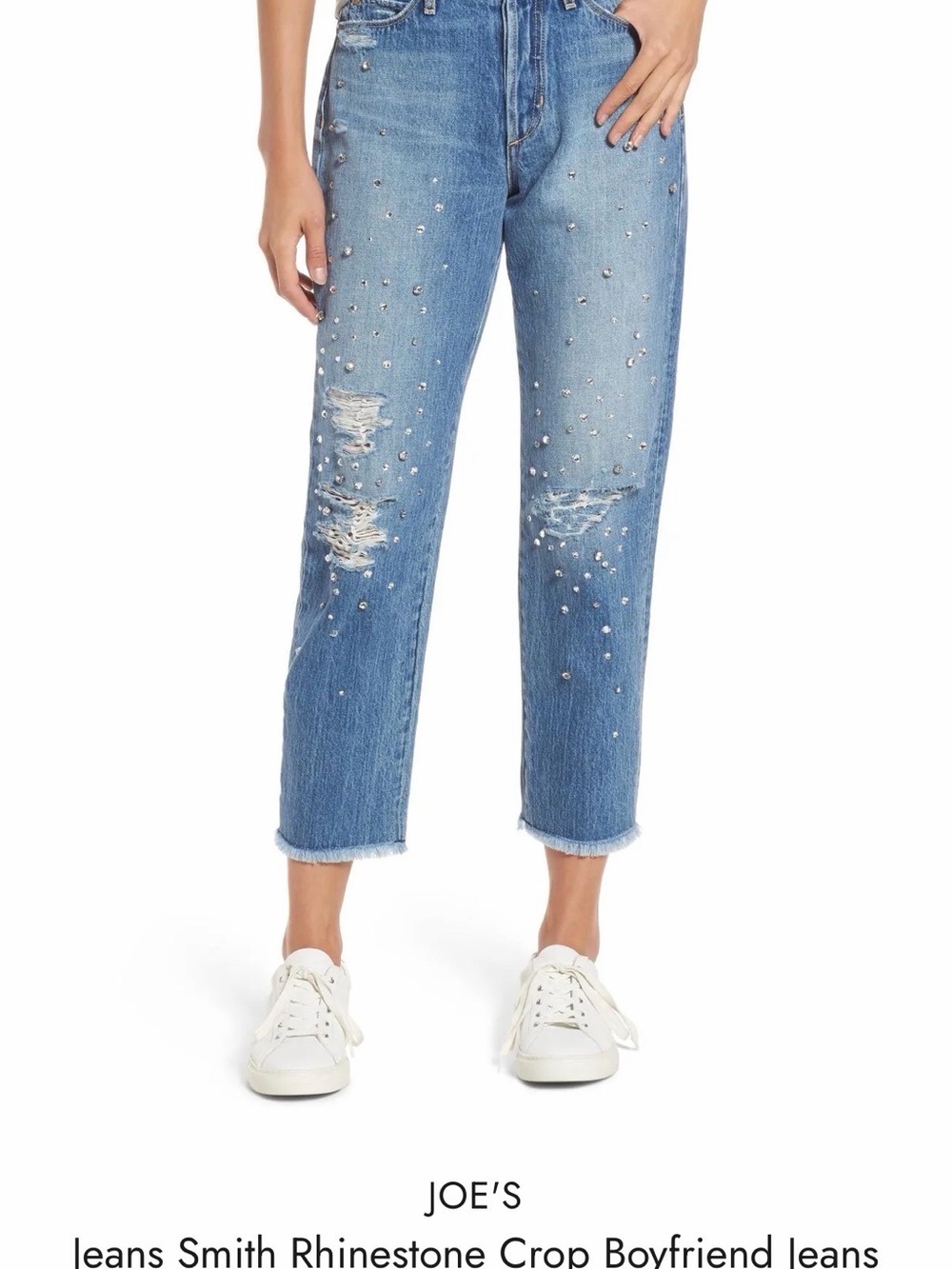 Joe's Jeans Light Blue Rhinestone Distressed Crop Boyfriend Jeans | Size 27